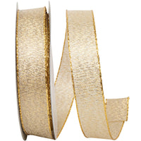 Glimmer Wired Edge Ribbon Gold 5/8 Inch for Wreaths