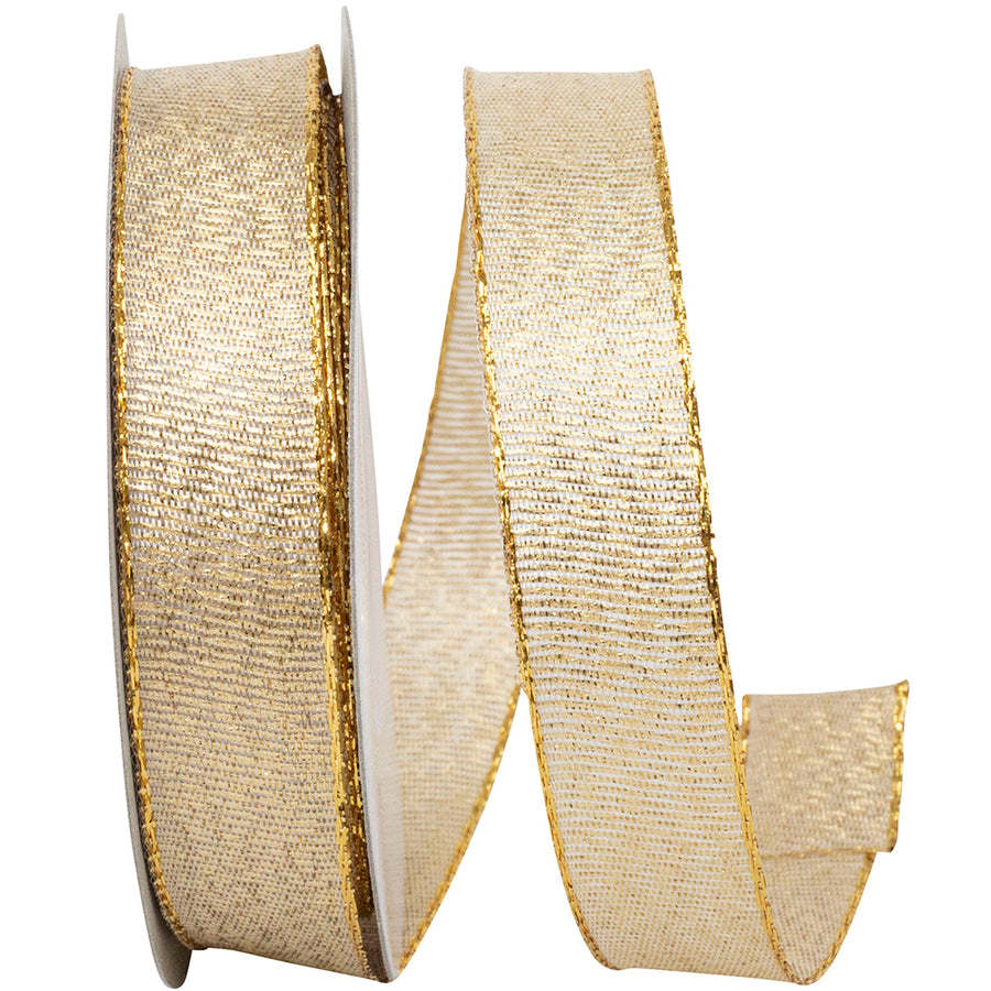 Glimmer Wired Edge Ribbon Gold 5/8 Inch for Wreaths
