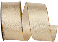 Gold 1-1 2 Inch Glimmer Wired Edge Ribbon for Wreaths & Bows