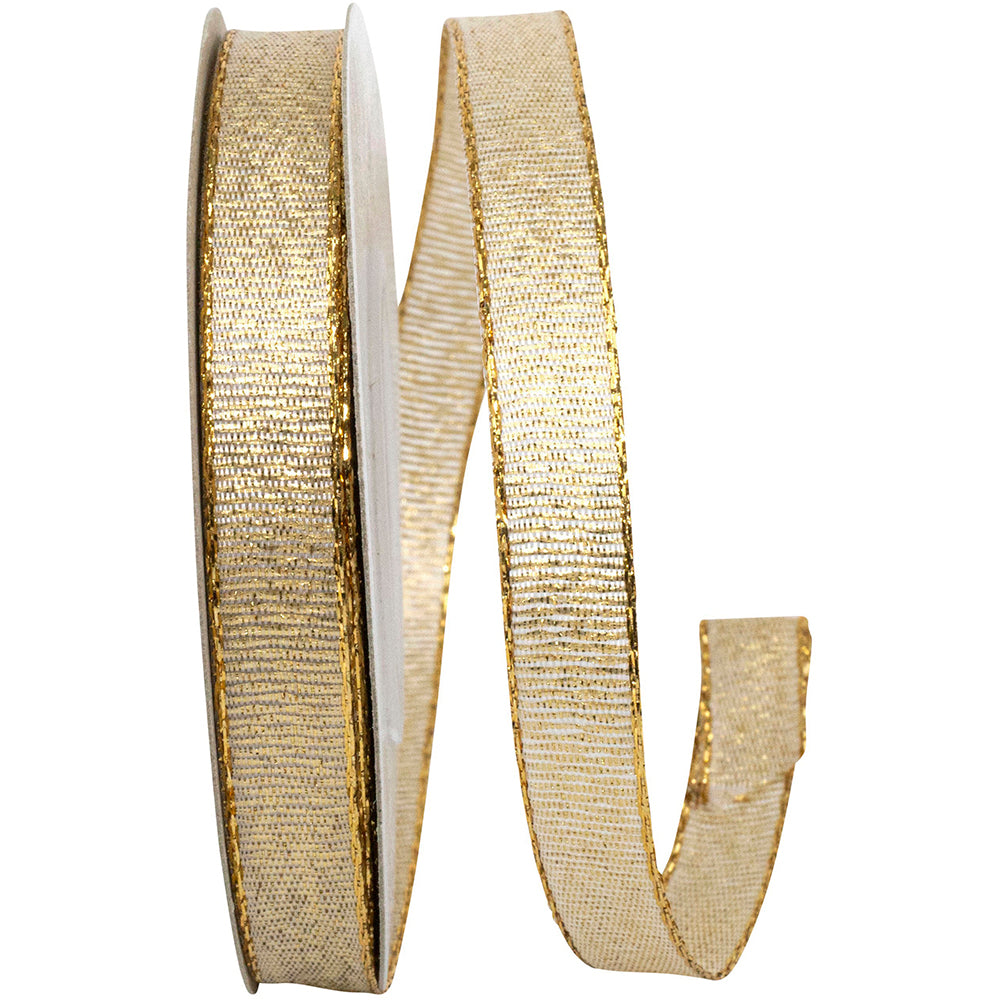 Glimmer Wired Edge Ribbon Gold 3/8 Inch for Wreaths and Bows