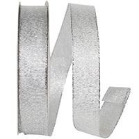 Glimmer Wired Edge Ribbon Silver 5/8 Inch for Wreaths