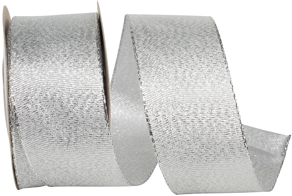 Silver Glimmer Wired Edge Ribbon 1-1/2 Inch for Wreaths