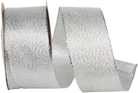 Silver Glimmer Wired Edge Ribbon 1-1/2 Inch for Wreaths