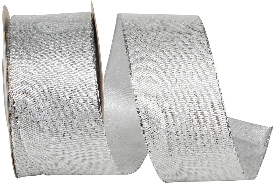 Silver Glimmer Wired Edge Ribbon 1-1/2 Inch for Wreaths