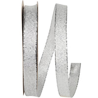 Glimmer Wired Edge Ribbon Silver 3/8 Inch for Wreaths