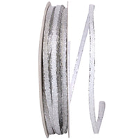 Glimmer Wired Edge Ribbon Silver 1/8 Inch for Wreaths