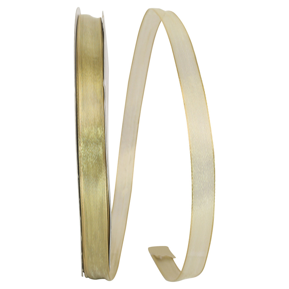 Gold 5/8 Inch Mesh Wired Edge Ribbon for Wreaths and Bows