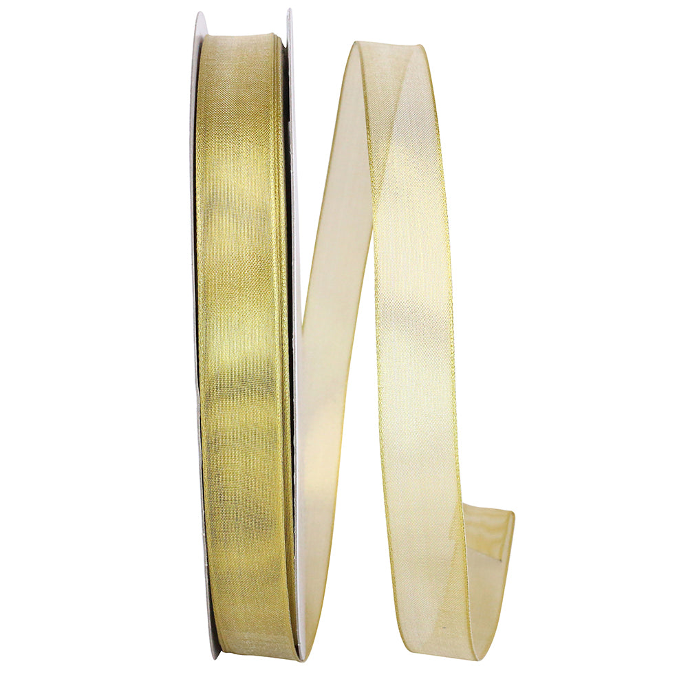 Gold Mesh Deluxe Wired Edge Ribbon 7/8 Inch for Bows