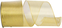 Gold Mesh Wired Edge Ribbon 2-1/2 Inch for Wreaths and Bows