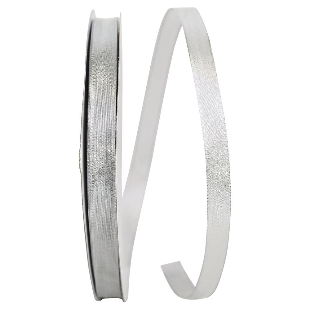 Silver 5/8 Inch Deluxe Wired Edge Mesh Ribbon