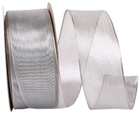 Silver 1-1/2 Inch Mesh Wired Edge Ribbon for Wreaths