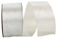 Silver 2-1/2 Inch Mesh Wired Edge Ribbon for Wreaths and Bows