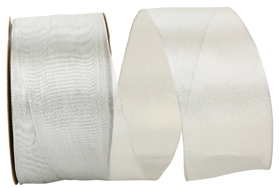 Silver 2-1/2 Inch Mesh Wired Edge Ribbon for Wreaths and Bows