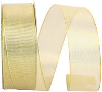Gold Mesh Metallic Wired Edge Ribbon 1-1/2 Inch for Bows