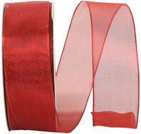 Red Mesh Metallic Wired Edge Ribbon 1-1/2 Inch for Bows