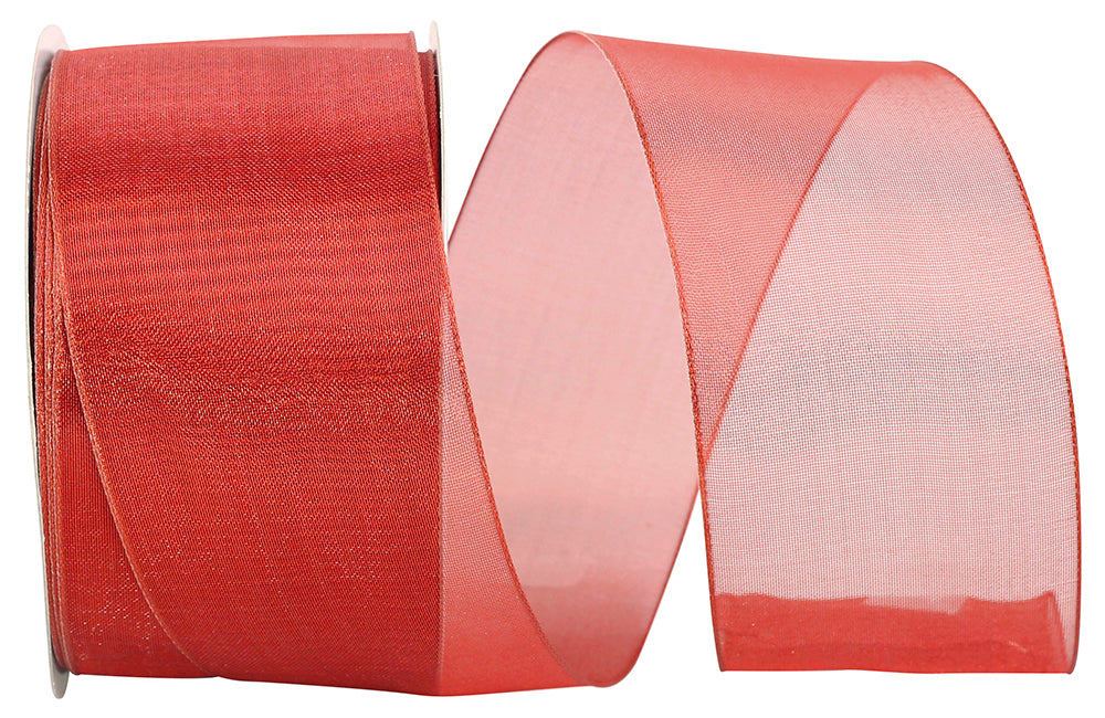 Red 2-1/2 Inch Metallic Wired Edge Ribbon for Wreaths