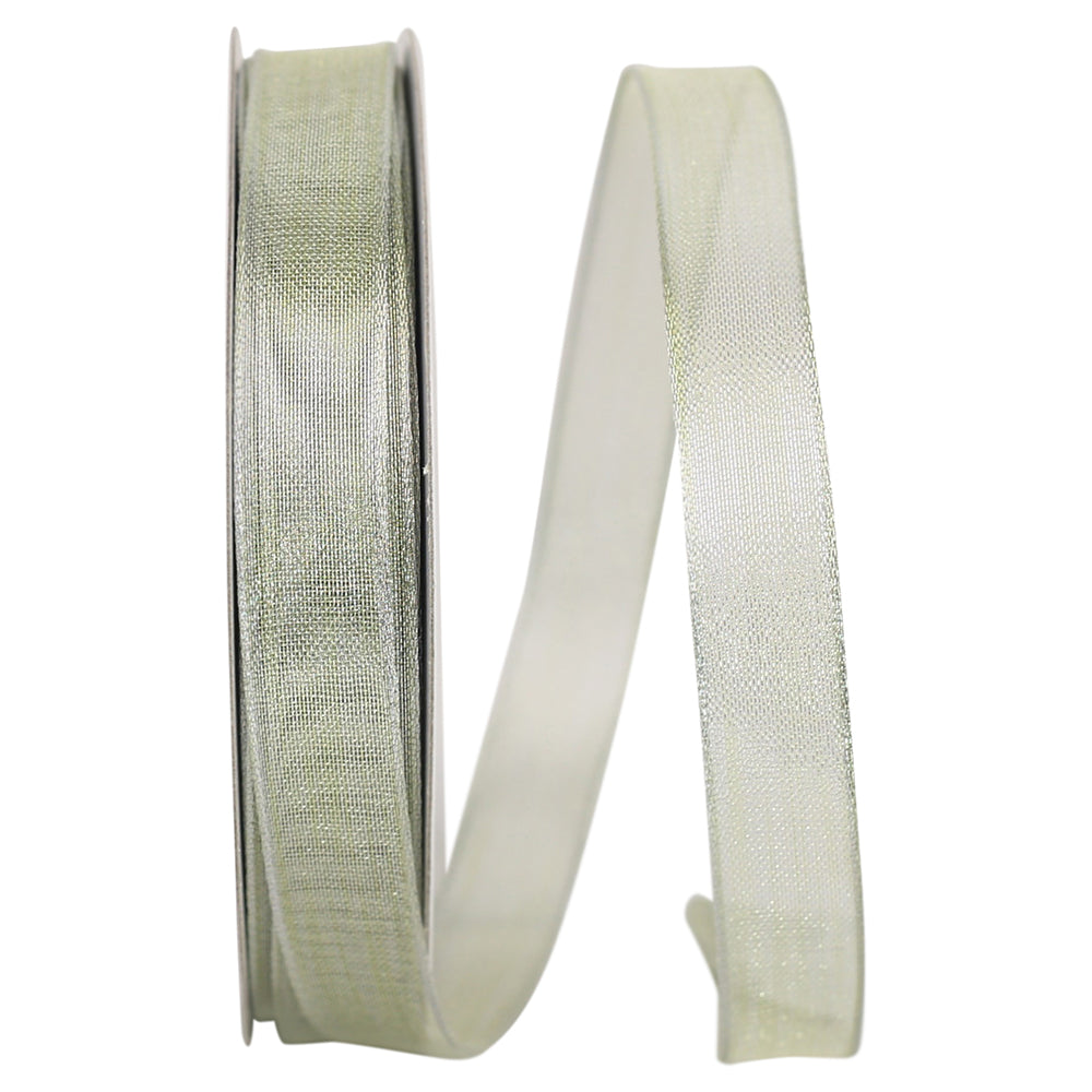 Mesh Metallic Wired Edge Ribbon Platinum 5/8 Inch for Bows