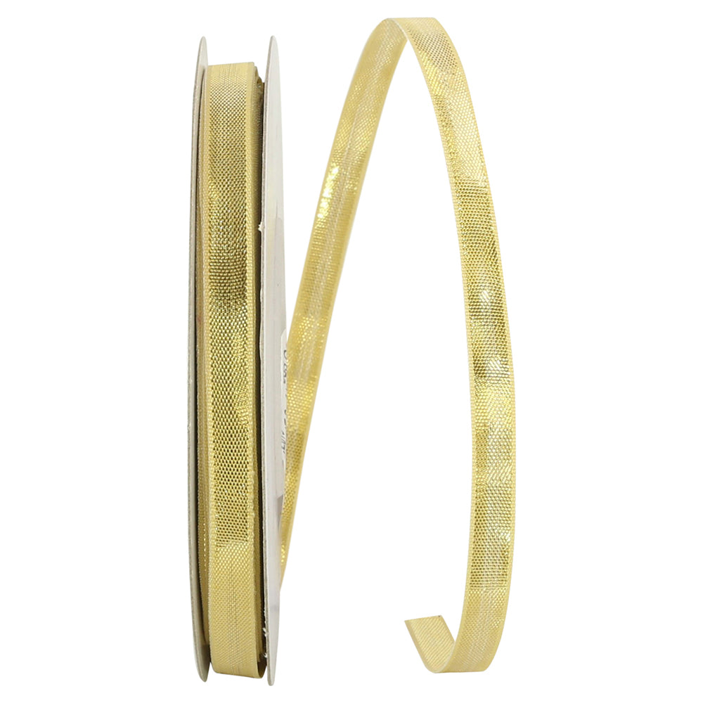 Gold 1/4 Inch Metallic Woven Ribbon for Wreaths and Bows