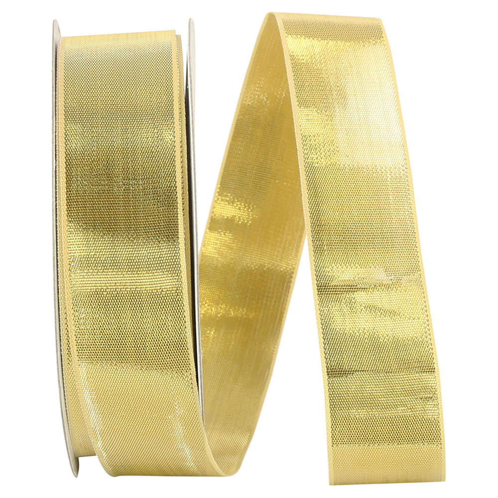 Gold Woven Metallic Ribbon 1 Inch for Wreaths and Bows