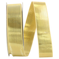 Gold Woven Metallic Ribbon 1 Inch for Wreaths and Bows