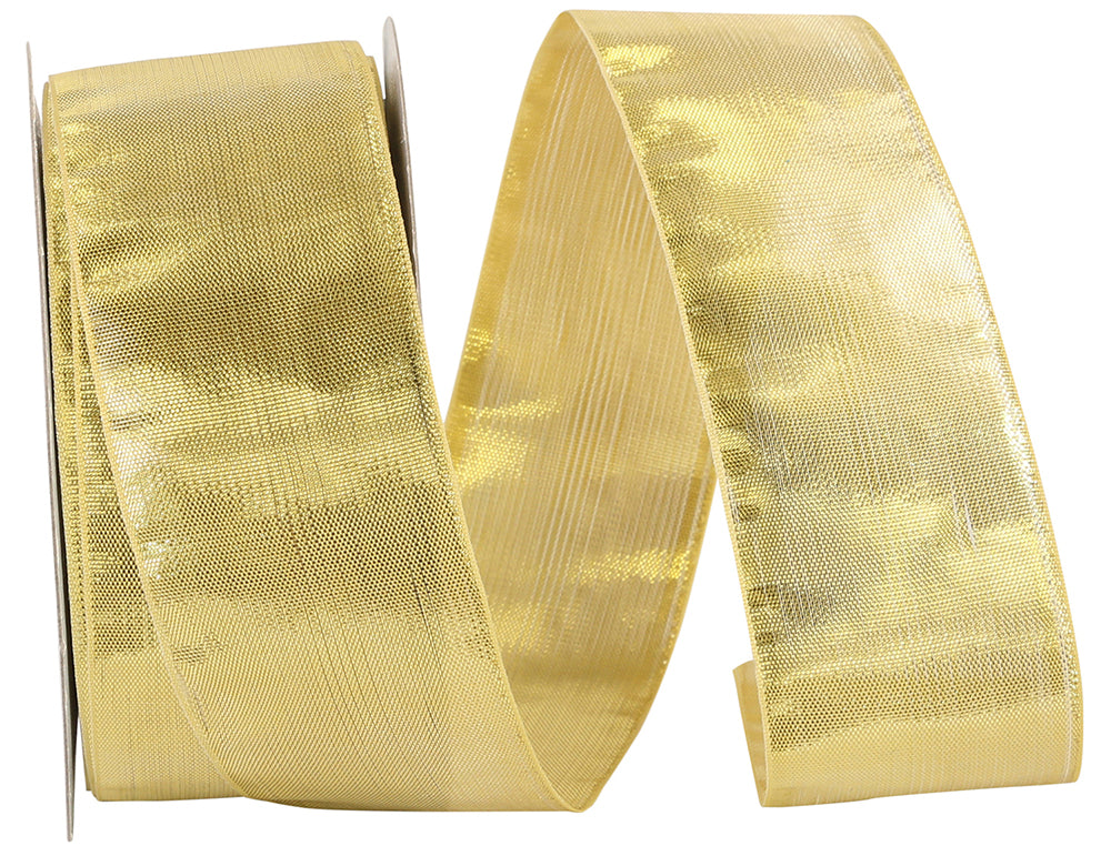 Gold 1-1/2 Inch Metallic Woven Ribbon for Wreaths and Bows