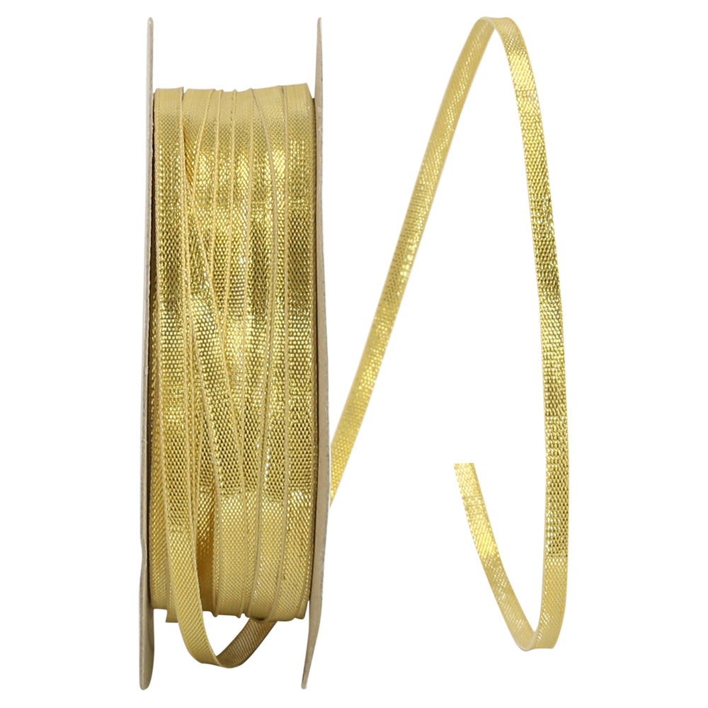 Gold 1/8 Inch Metallic Woven Ribbon for Wreaths and Bows