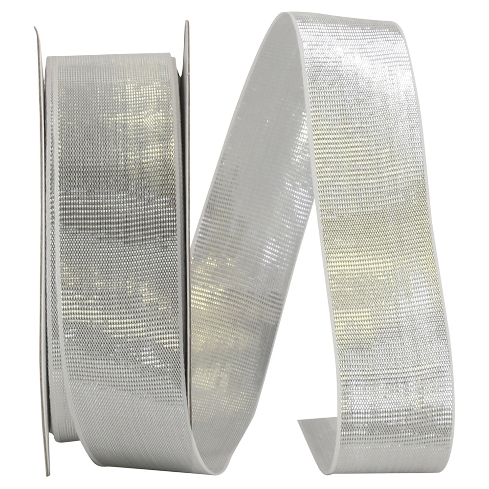 Silver Woven Metallic Ribbon 1 Inch for Wreaths and Bows