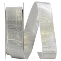 Silver Woven Metallic Ribbon 1 Inch for Wreaths and Bows