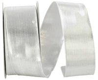 Silver Woven Metallic Ribbon 1-1/2 Inch for Wreaths and Bows