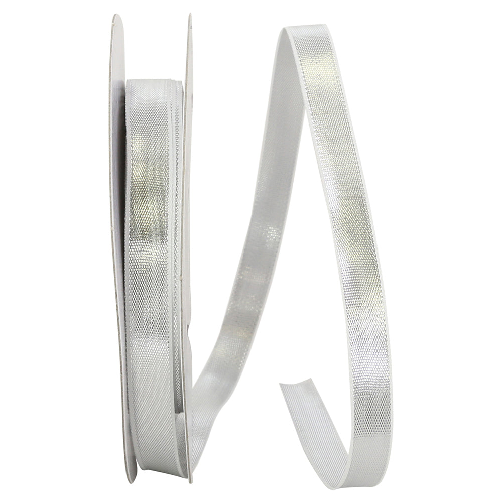 Silver Woven Metallic Ribbon 3/8 Inch for Wreaths and Bows