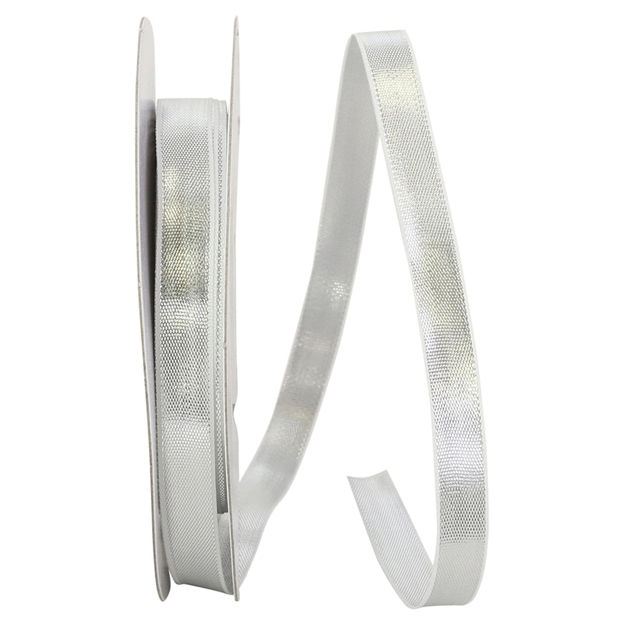 Silver Woven Metallic Ribbon 3/8 Inch for Wreaths and Bows