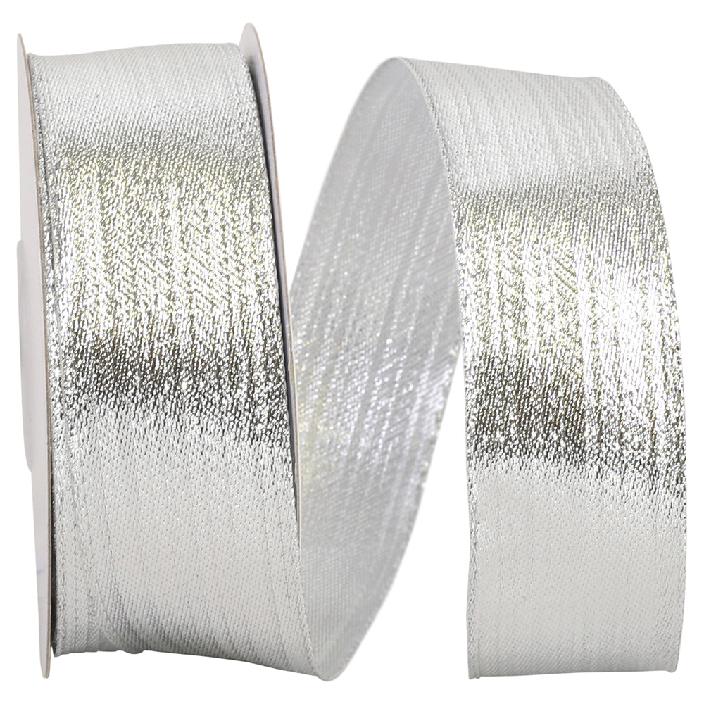 Silver 1-1/2 Inch Metallic Woven Glimmer Ribbon
