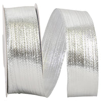 Silver 1-1/2 Inch Metallic Woven Glimmer Ribbon