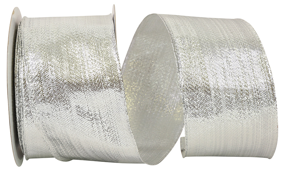 Silver 2-1/2 Inch Metallic Woven Glimmer Ribbon