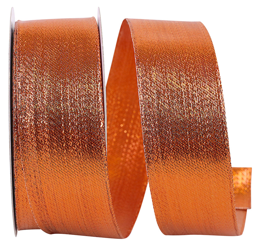 Bronze Metallic Woven Glimmer Wired Edge Ribbon 1-1/2 Inch