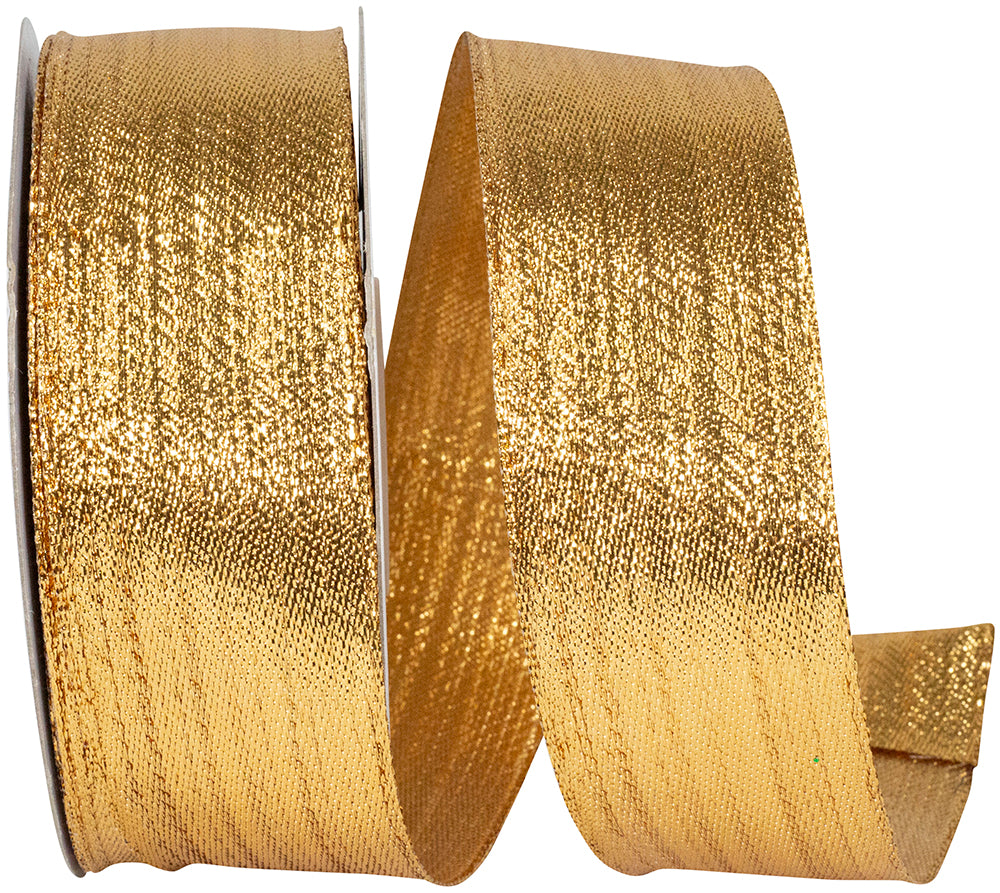 Copper Metallic Woven Glimmer Wired Edge Ribbon 1-1/2 Inch