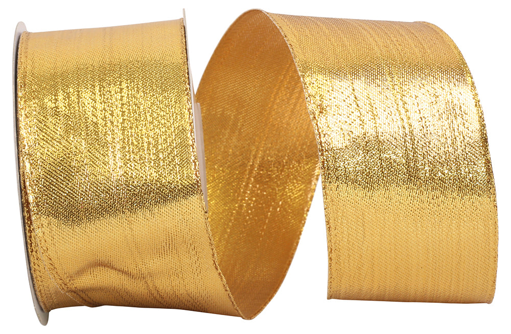 Copper Metallic Woven Glimmer Wired Edge Ribbon 2-1/2 Inch
