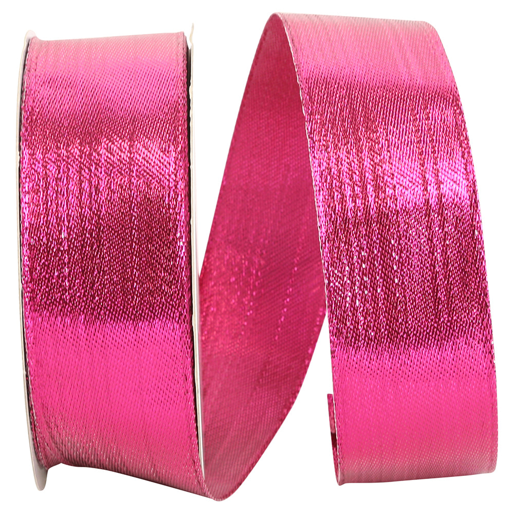 Fuchsia Metallic Wired Edge Ribbon 1-1/2 Inch for Wreaths