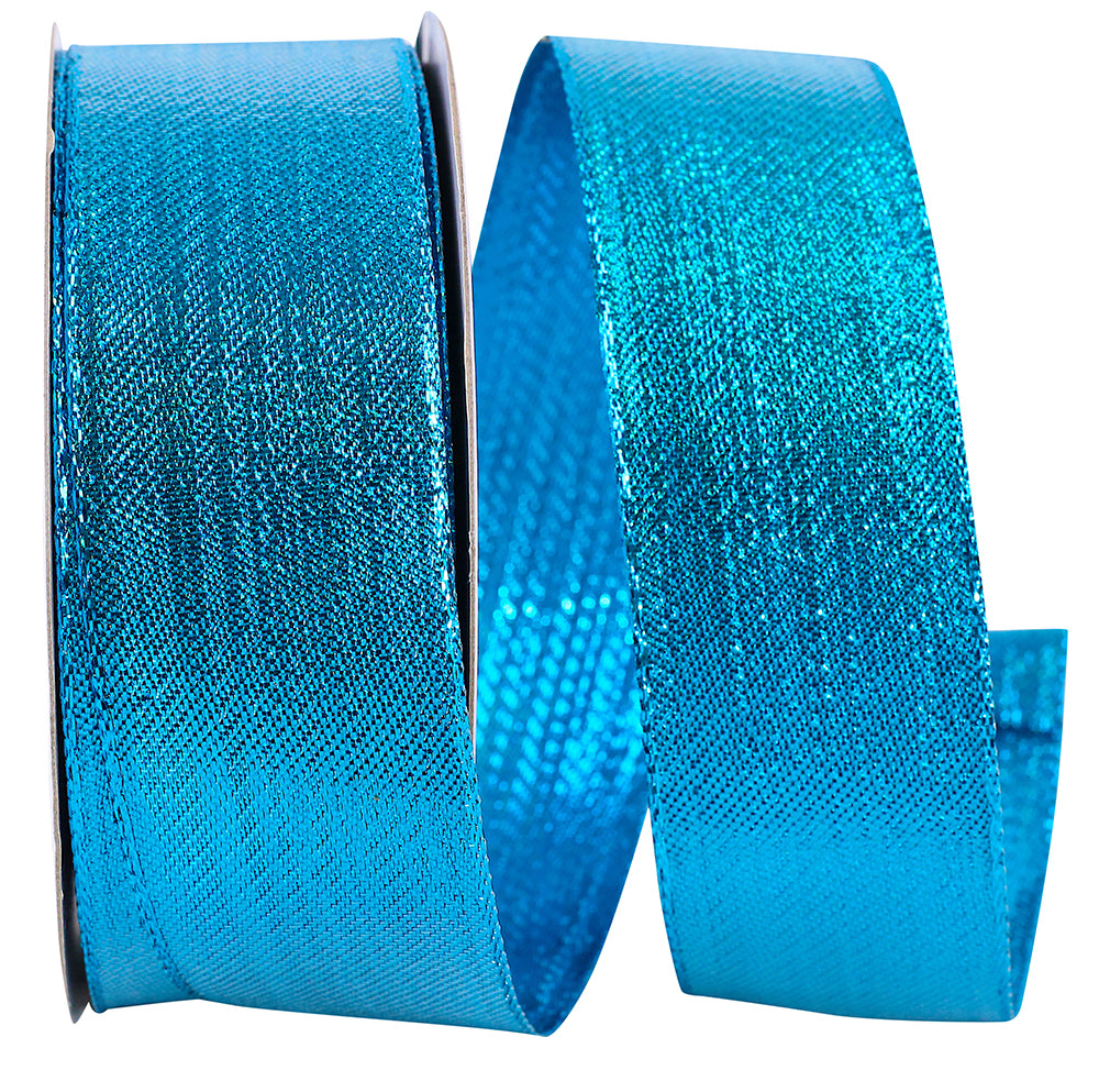 Turquoise Shiny Metallic Woven Glimmer Ribbon 1-1/2 Inch