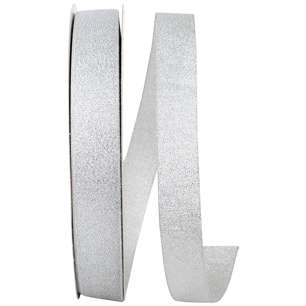 Silver Metallic Sparkle Shimmer Lame Ribbon 7/8 Inch