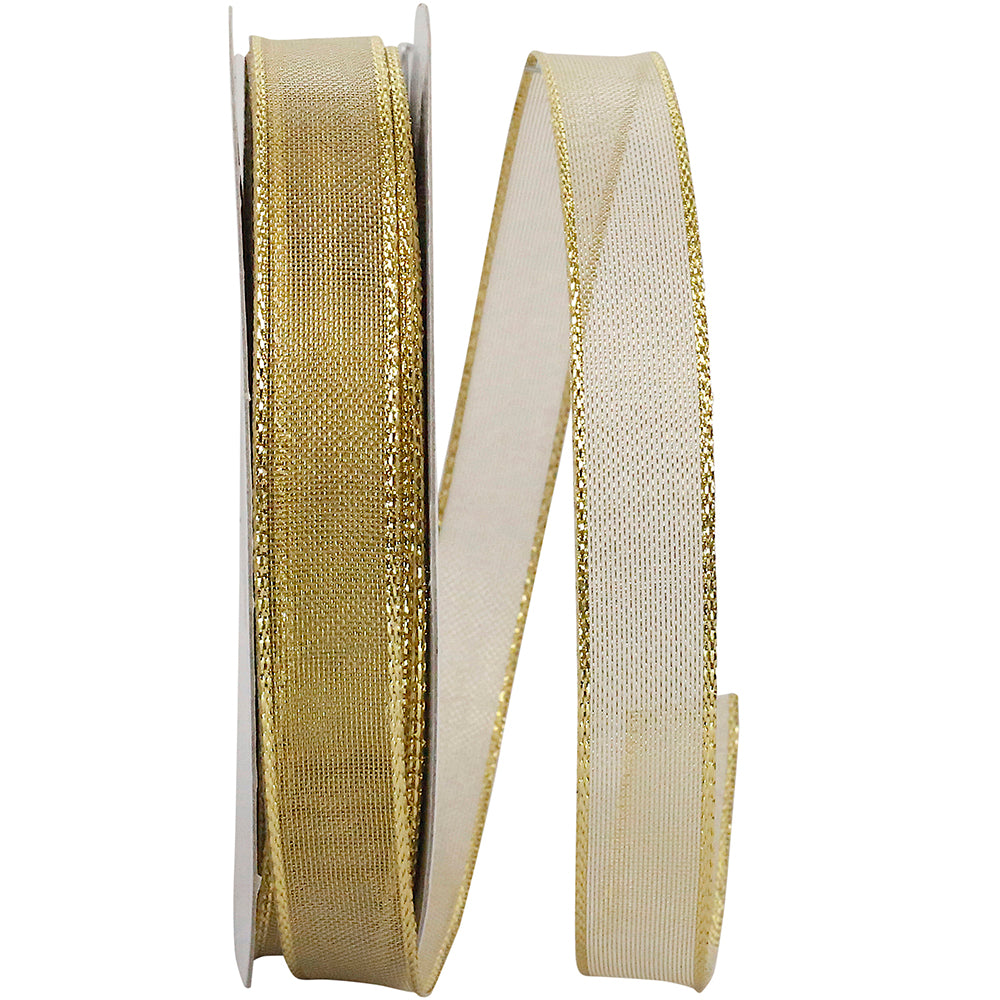 Gold 5/8 Inch Wired Edge Mesh Mate Ribbon for Wreaths