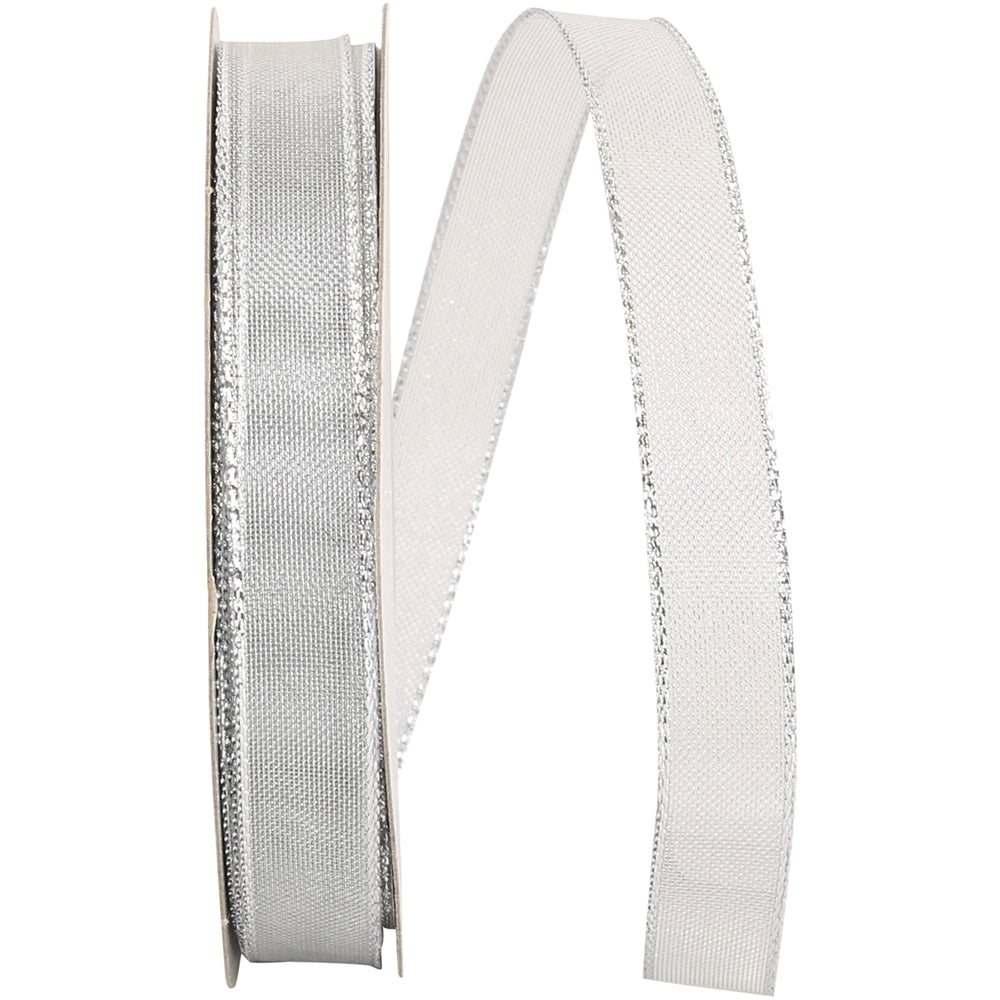 Silver Mesh Mate Wired Edge Ribbon 5/8 Inch for Wreaths