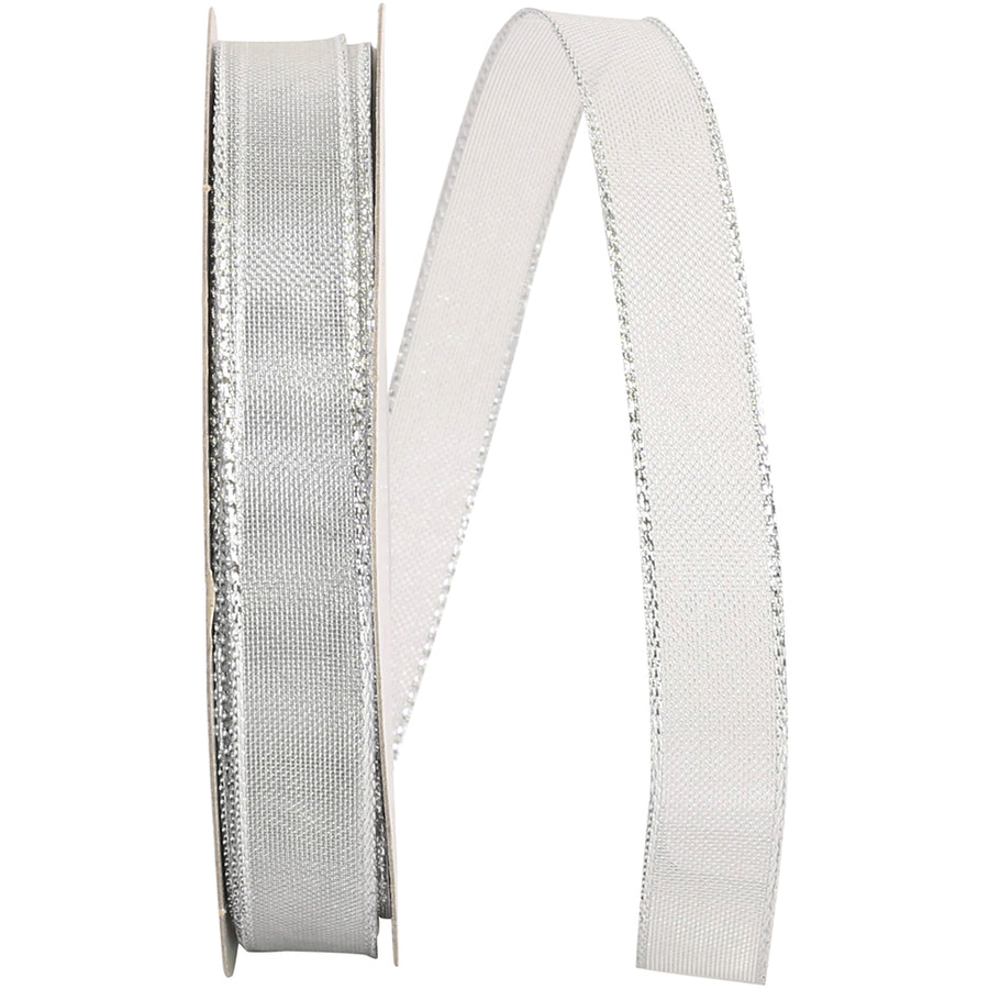 Silver Mesh Mate Wired Edge Ribbon 5/8 Inch for Wreaths
