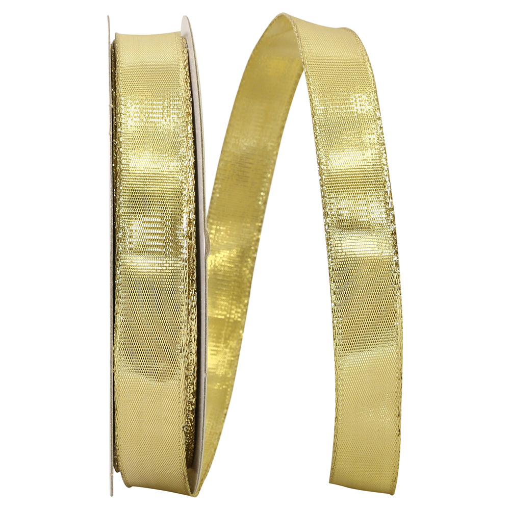Gold 5/8 Inch Wired Edge Metallic Ribbon for Wreaths and Bows