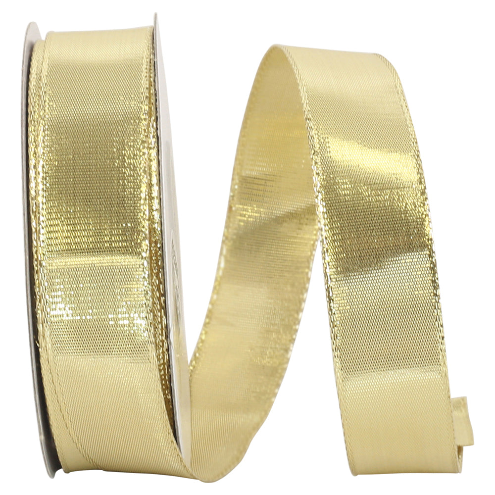 Gold 7/8 Inch Metallic Wired Edge Ribbon for Wreaths and Bows