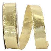 Gold 7/8 Inch Metallic Wired Edge Ribbon for Wreaths and Bows