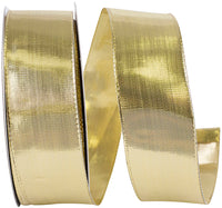Gold Wired Edge Ribbon 1-1/2 Inch for Wreaths and Bows