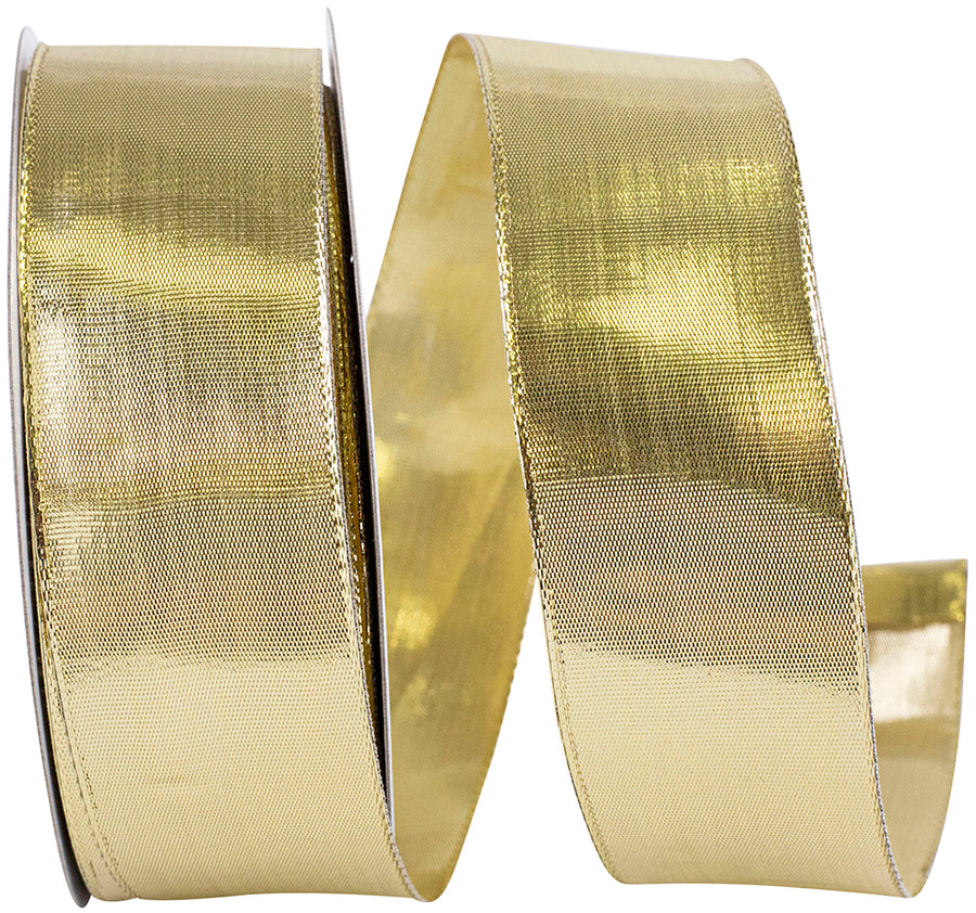 Gold Wired Edge Ribbon 1-1/2 Inch for Wreaths and Bows