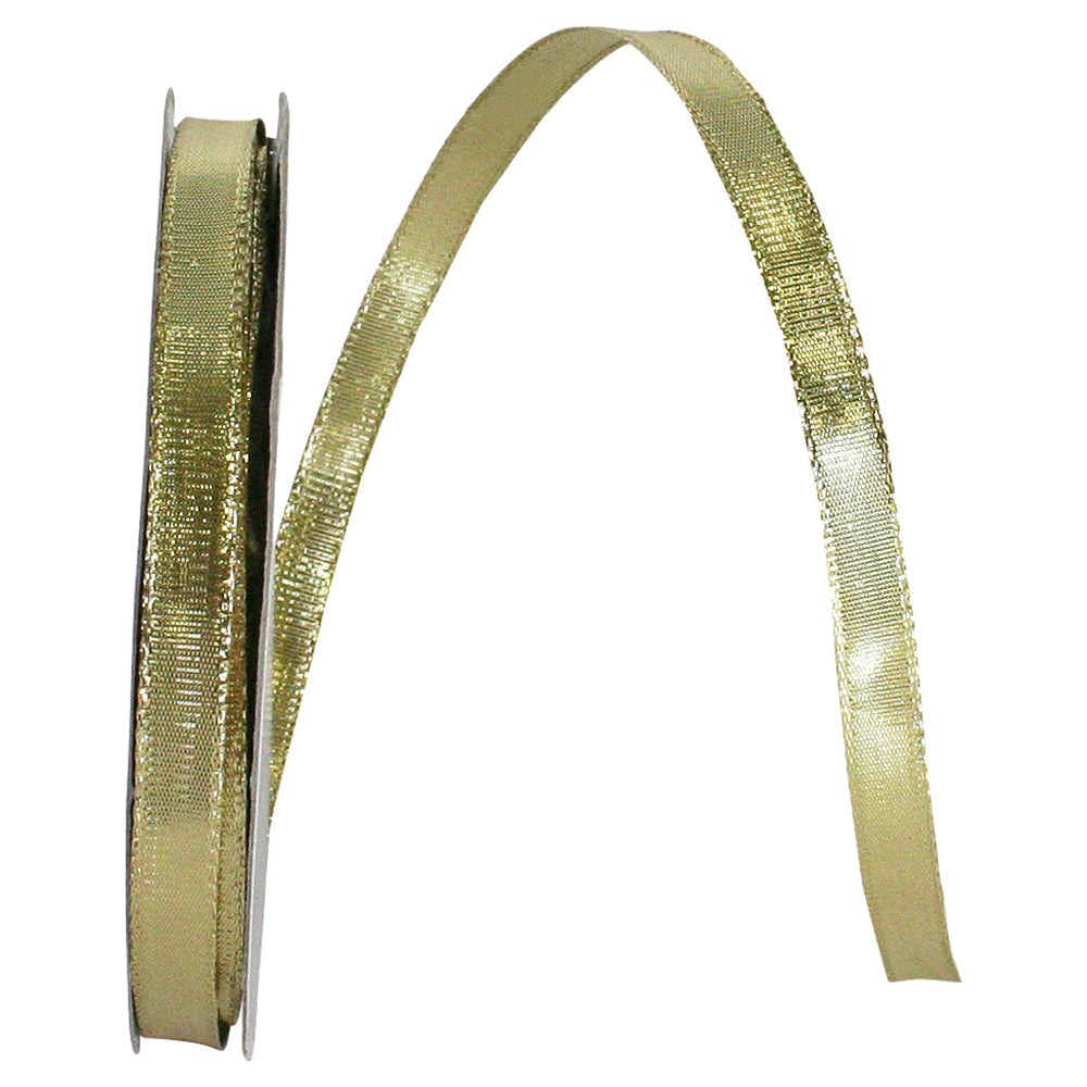 Gold 3/8 Inch Wired Edge Metallic Ribbon for Wreaths and Bows
