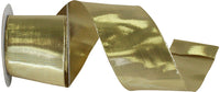 Gold 2-1/2 Inch Metallic Wired Edge Ribbon for Wreaths